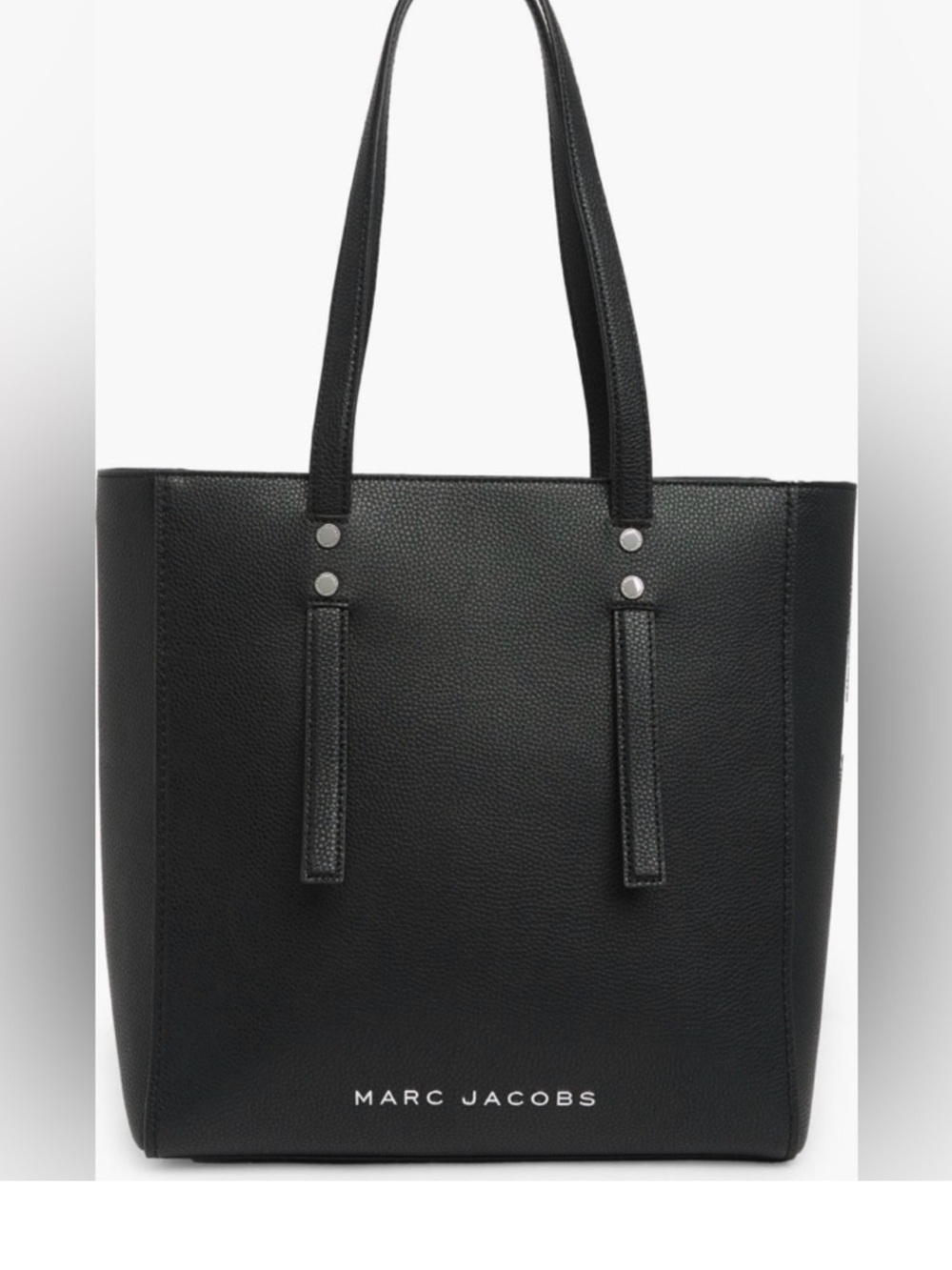 Marc Jacobs Black Pebbled Leather Tote with Silver Stud Accents. NWOT